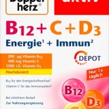 Double heart B12 + C + D3 Energy + Immune tablets 100pcs, 110 g